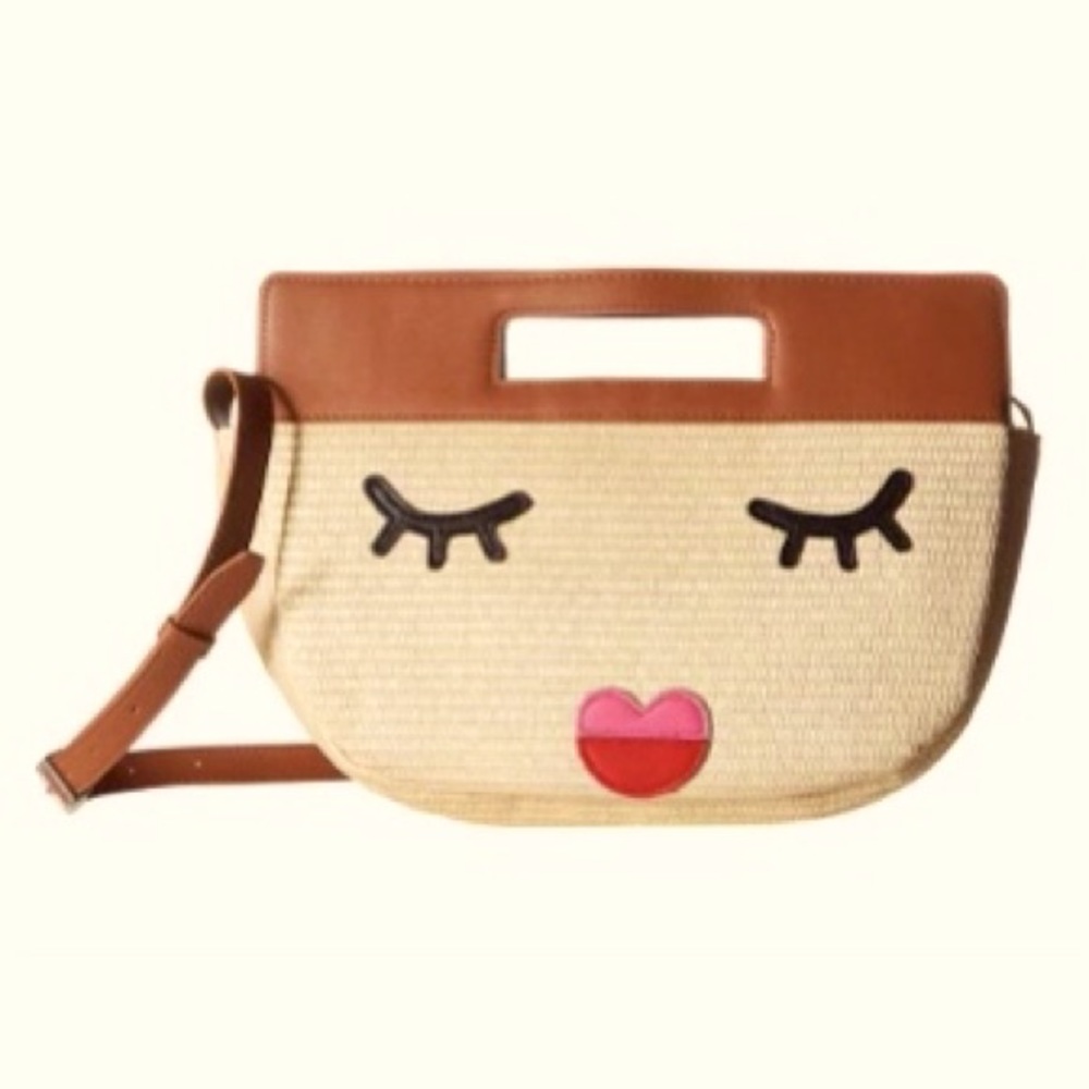 Circus by Sam Edelman Natural Heart Face Straw Half Moon Satchel Handbag